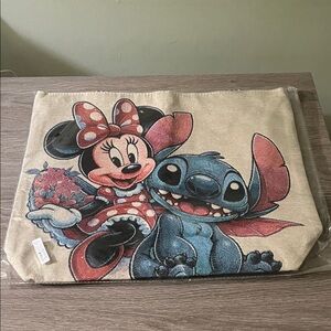 Canvas Tote Bag with  Minnie Mouse and Stitch- NIP